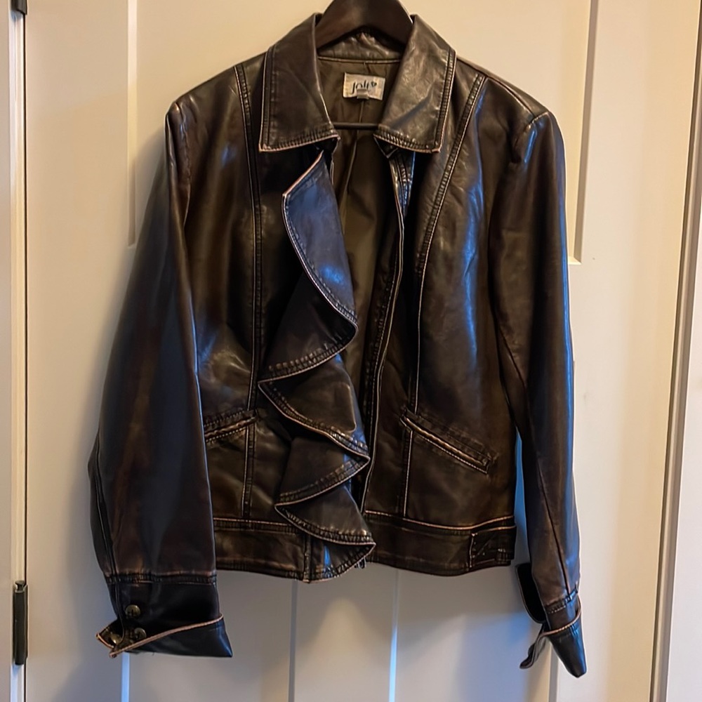 JOLT Coffee-Colored Vegan Leather Jacket